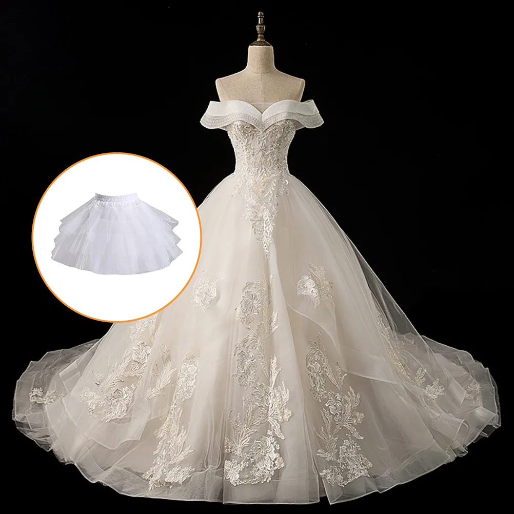 

1pc Skirt Petticoat White Layered Tulle Underskirt For Wedding Prom Dress Women Lolita Fashion Gauze Tutu Skirt