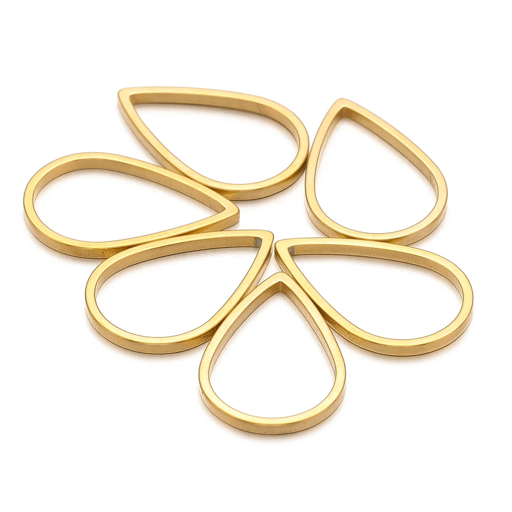 20/50pcs Stainless Steel Gold Plated Design Cut Cabochons Shaped Pendants Charms for Diy Necklaces Bracelets Making Accessories
