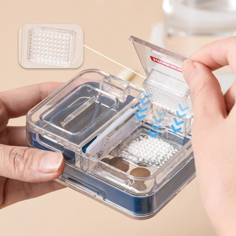 Pill Cutter Dispenser Medicine Organizer tablets travel pill Case with Seal Division Medicine Grinding Splitter Medicine Cutter