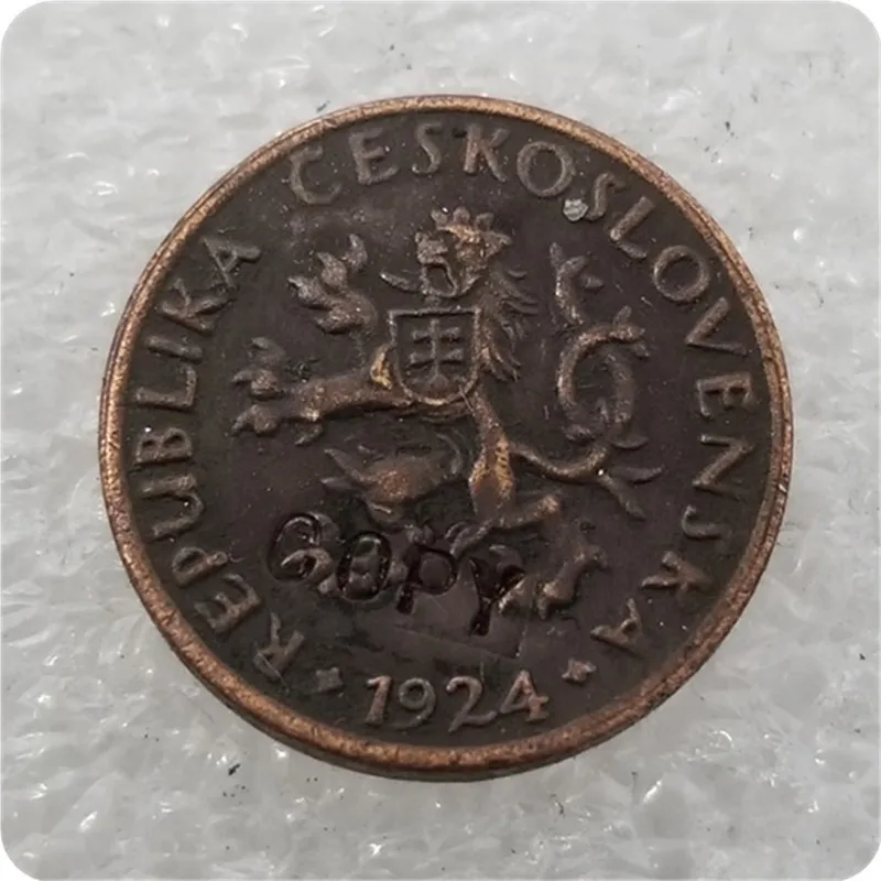 1924 Czechoslovakia 5 HALER COPPER COPY COIN