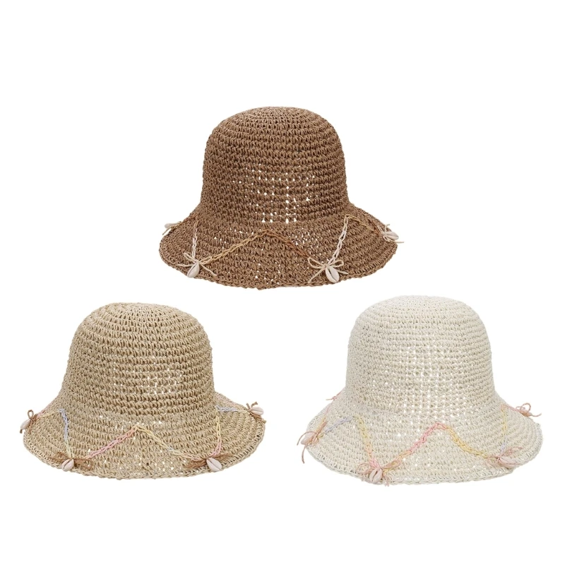 50LE Breathable Fashionable Adorned Victorian Hat Foldable Design Shell Straw Hat