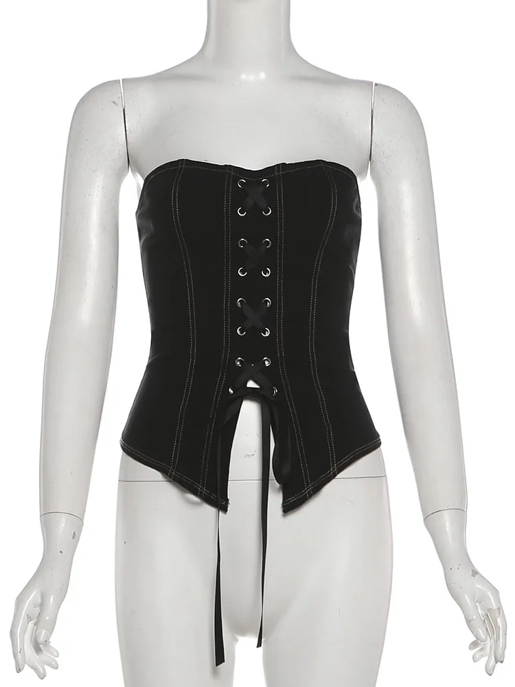 سترة علوية نسائية من Sisterlinda Shirring Hottie سترة نسائية برية مثيرة بدون أكمام بدون أكمام مرقعة كلاسيكية سترة ضيقة للنوادي والشارع