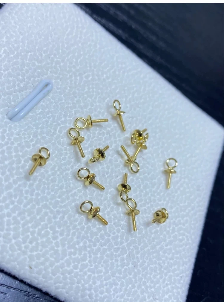 Real AU 750 18K Gold Loose Bead Spacers Clasps Hooks Mountings Findings Jewelry Settings Accessories Parts for 5-10mmPearls