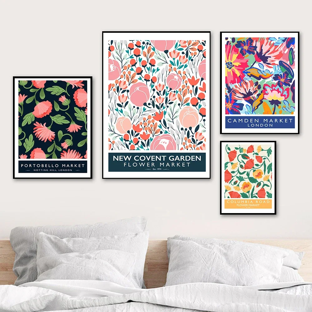 Pósteres e impresiones de la floristería Flower Market London Columbia, regalo para floristas, pintura en lienzo de Portobello, imágenes decorativas