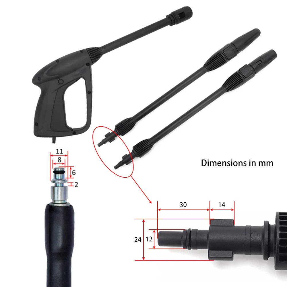 High Pressure Washer Spray Gun Jet Lance Nozzle Car Washer Jet Water Gun Spear Wand for Bosch Black Decker AR Blue Clean Makita