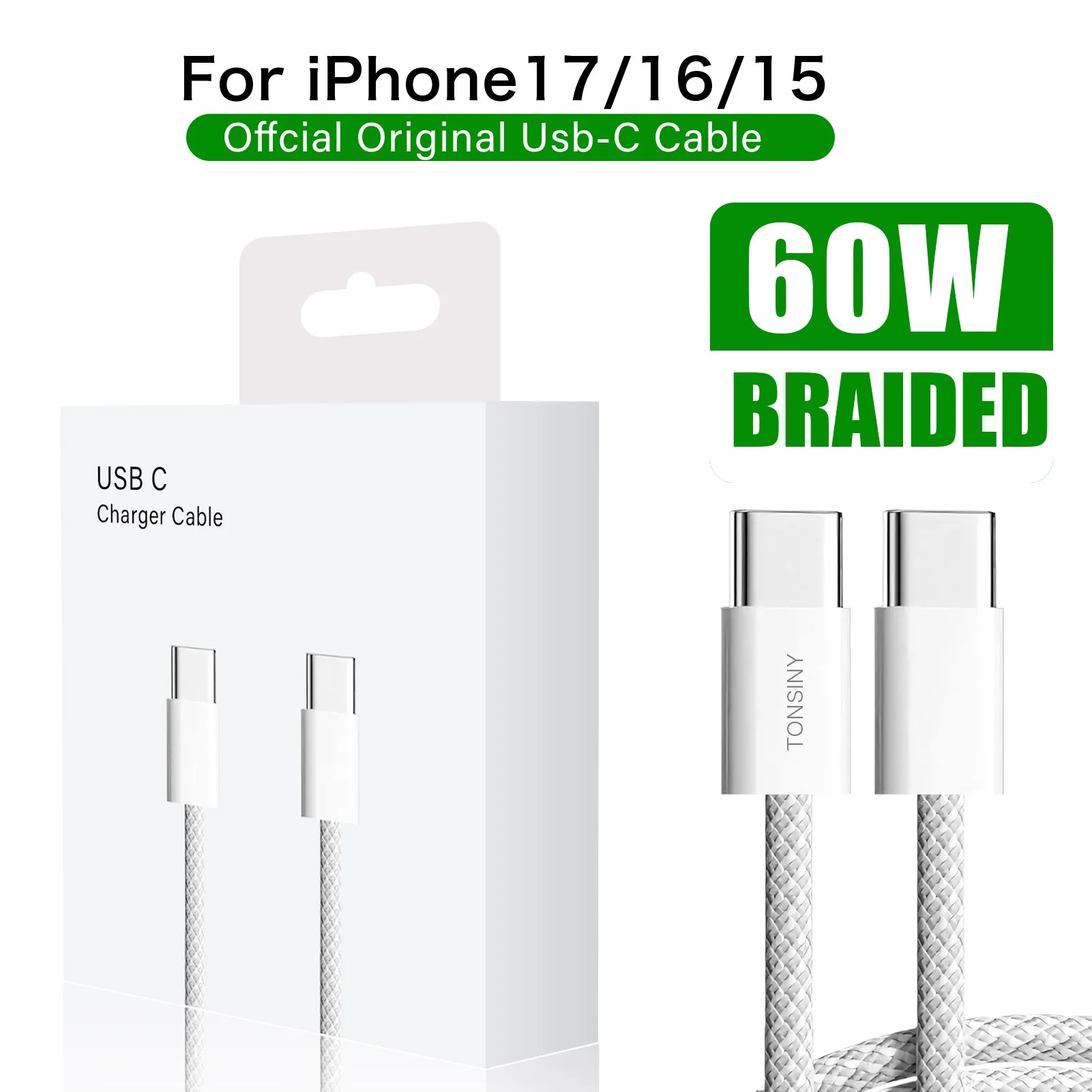 Original USB C Kabel 60 W Für iPhone Air 17 16 15 Pro Max iPad schnelle ladegerät kabel Für Samsung S25 Xiaomi Google telefon Weben draht