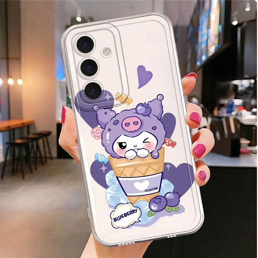 حافظة لهاتف سامسونج جالاكسي A12 A35 A15 A16 A14 A25 A13 A22 A35 A34 A73 A71 A72 شفافة ناعمة سانريو كورومي