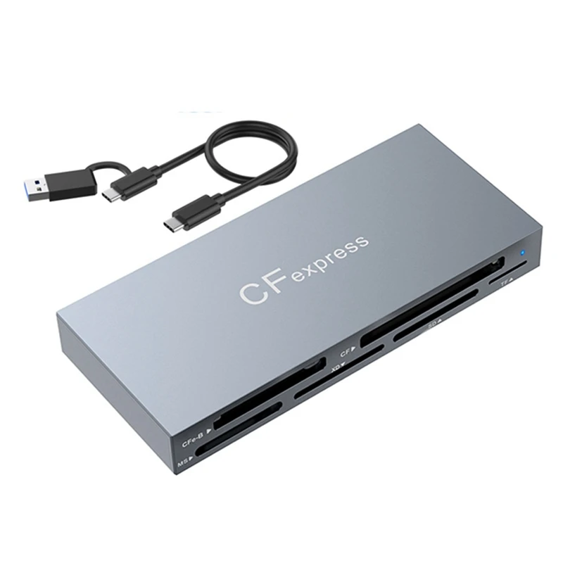 Top-6-In-1 Cfexpressb Card Reader, USB 3.2 Card Reader For SD/TF/MS/XD/CF Memory Card Adapter Read 6 Cards Simultaneously