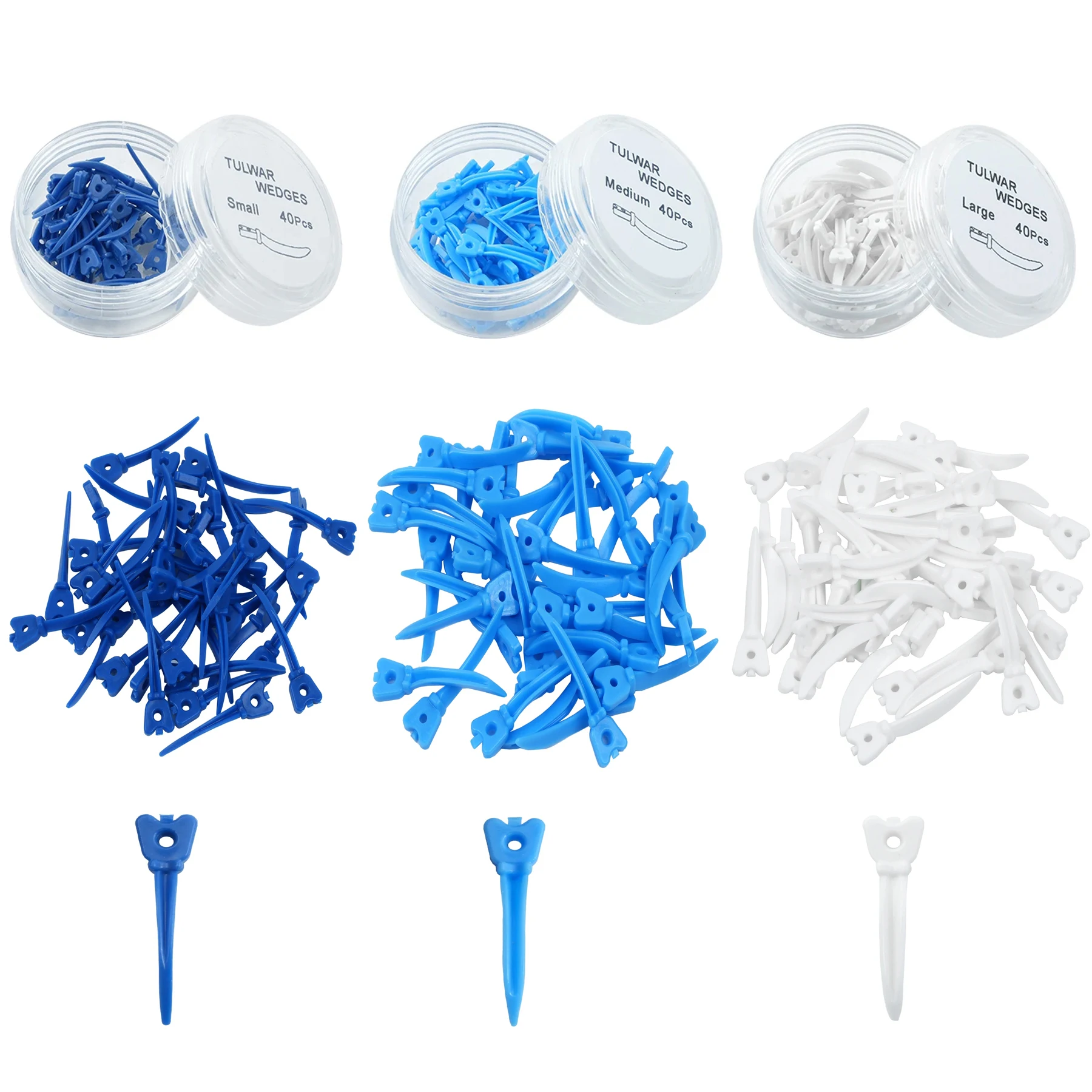 

120pcs/3box Dental Tulwar Wedges Refill Wedge For Sectional Matrix System with Hole Disposable Plastic Wedges S/M/L