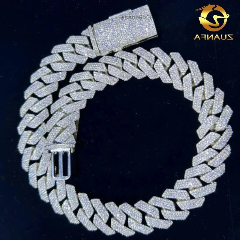

15MM 18MM 20MM Heavy Cuban Chain Custom Hip Hop Iced Out Jewelry Moissanite Diamond 925 Cuban Link Chain