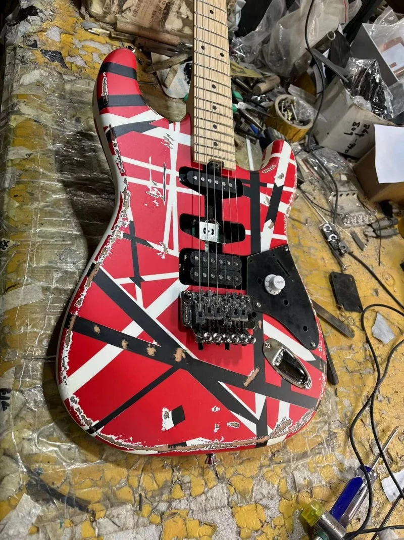 5150 Red white and black striped body Maple neck Floyd rose bridge Matte finish free delivery