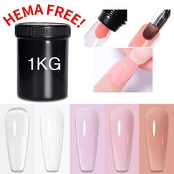 BOZLIN 1KG Poly Nail Gel Semi Permanent Clear Nude Pink Extension Gel Nail Art Hybrid Varnish UV Poly Nail Polish