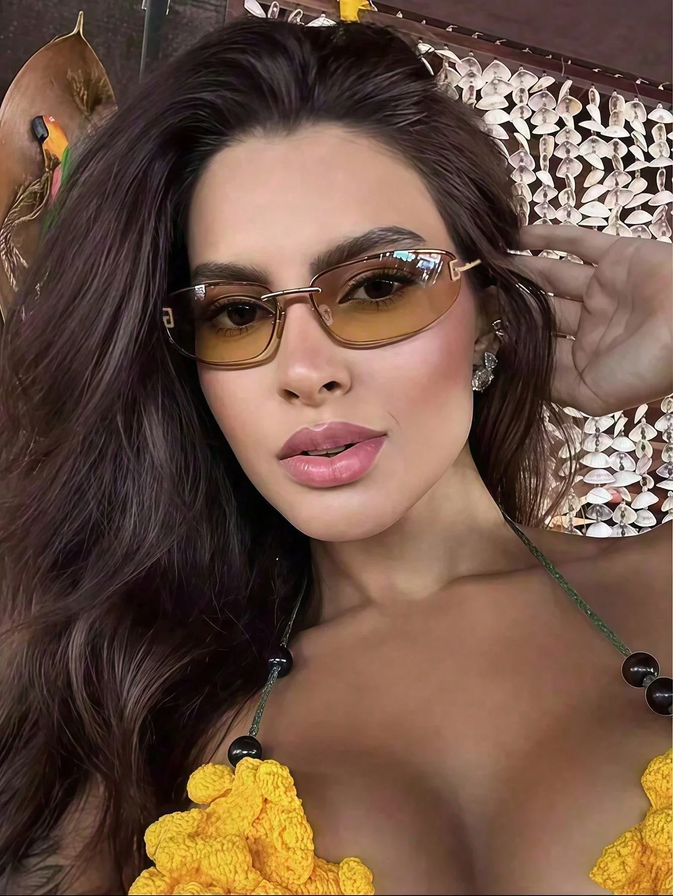

2025 New Frameless Oval Y2K Fashion Sunglasses Retro Chic Women Glasses
