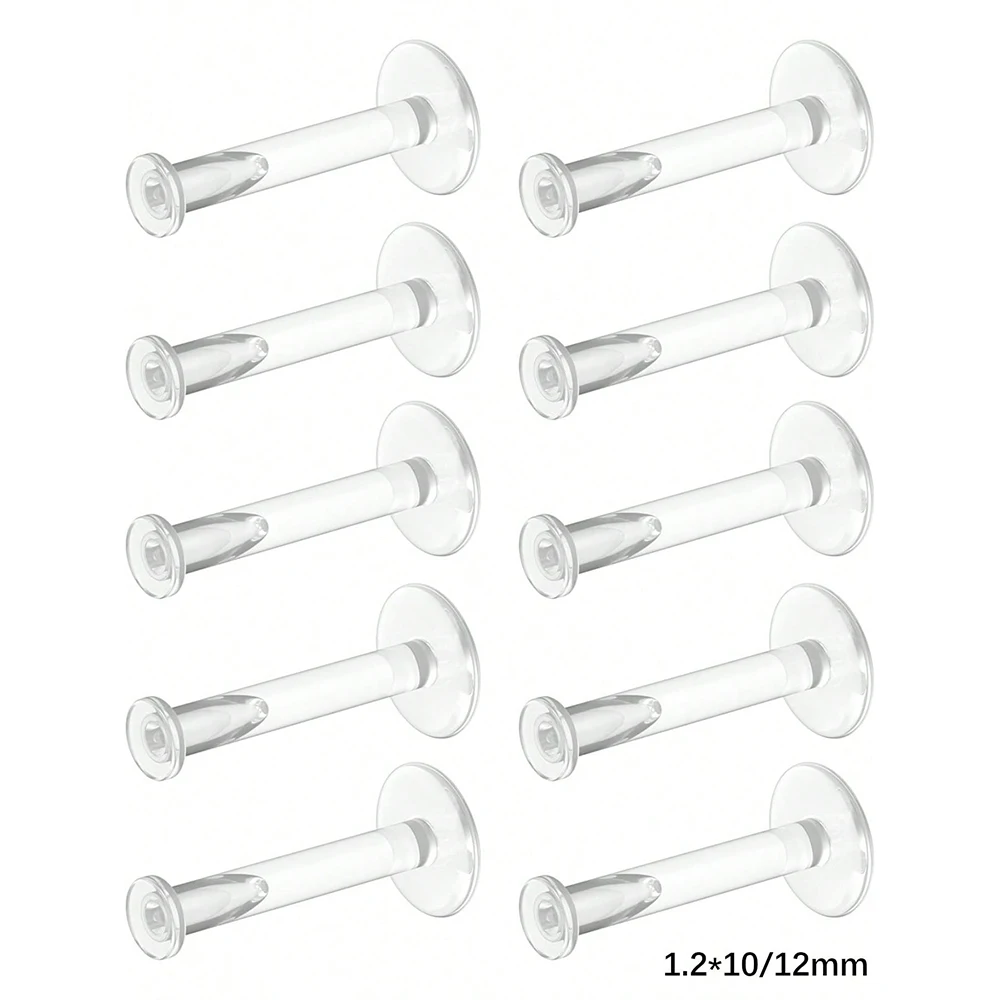 10pcs Clear Bioflex Labret Piercing Retainers