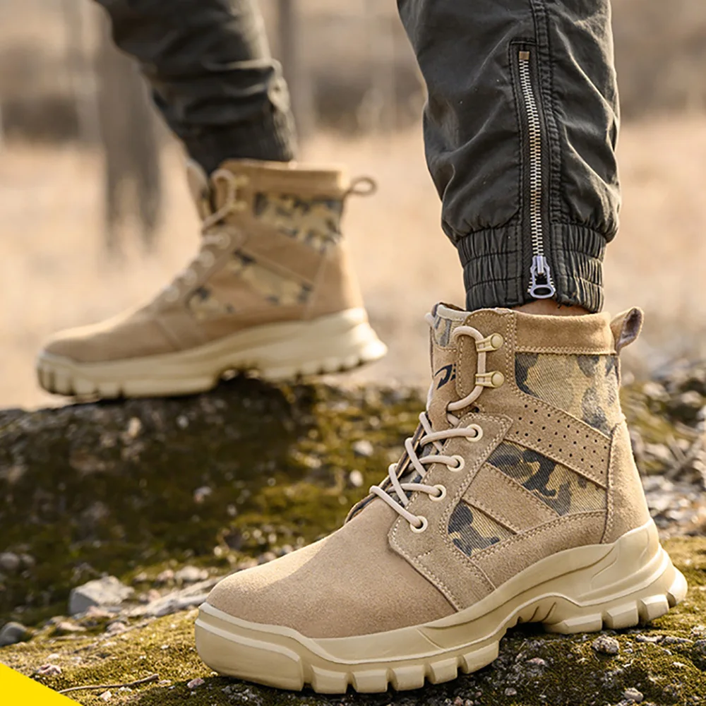 Замшевые рабочие ботинки ArmorToe, мужские рабочие ботинки со стальным носком, устойчивые к проколам, для пешего туризма, на открытом воздухе, для комфорта на весь день, прочный # Броня2751