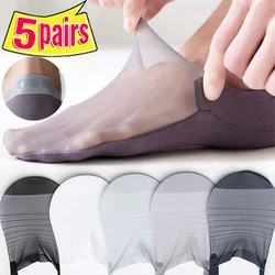 1/5pairs Men Boat Socks Fashion Summer Thin Invisible Sock Breathable Soft Casual Sox High Quality Elastic Mesh Sokken Meias