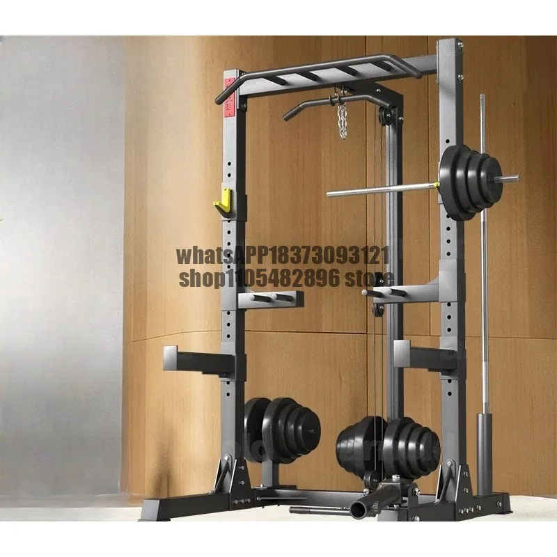 Squat rack, bench press high-pull rowing integrated frame, multi-functional half-frame barbell rack, fitness equipment