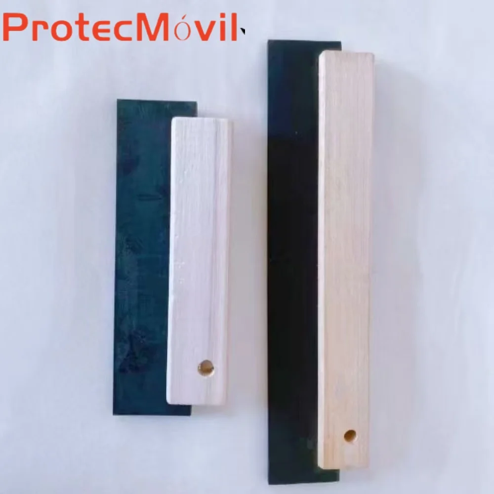 1 Pcs 20/30CM Wooden Handle Rubber Scraper - Rectangle Putty Smoother for Floors with Black Rubber Blade Film Application Tool