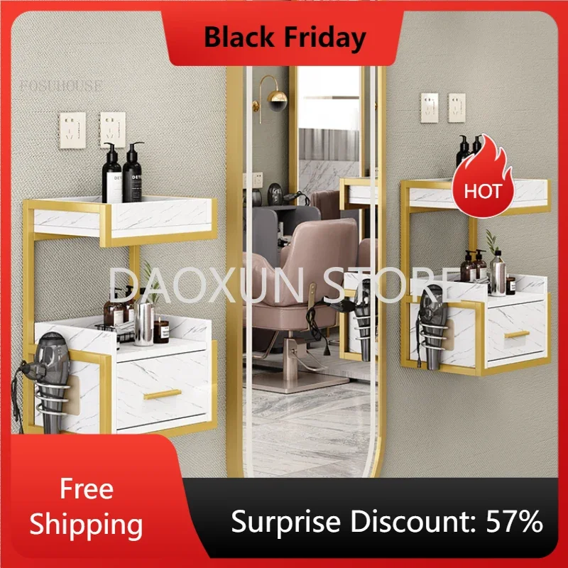 Wall-mounted Barber Shop Tool Cabinet Salon Trolleys Hair Salon Special Tool Trolley Salon Wall Design Hair Cutting Cabinet