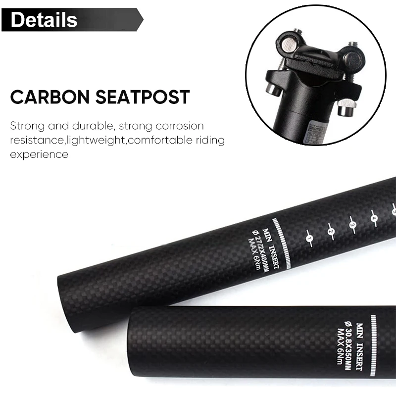 BUCKLOS Carbon Seatpost 27 2 MTB Bicycle Seatpost 350mm 400mm Bike Carbon Seat Tube Mountain Road Bike Seat Post Canoe Bike Part