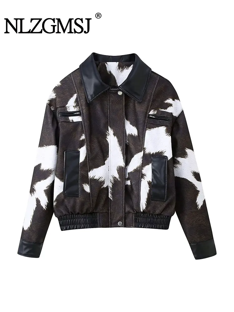 

NLZGMSJ Women Loose Jacket 2025 Autumn Winter Long Sleeve Zipper Oversize Coat Female Outerwear Y2K