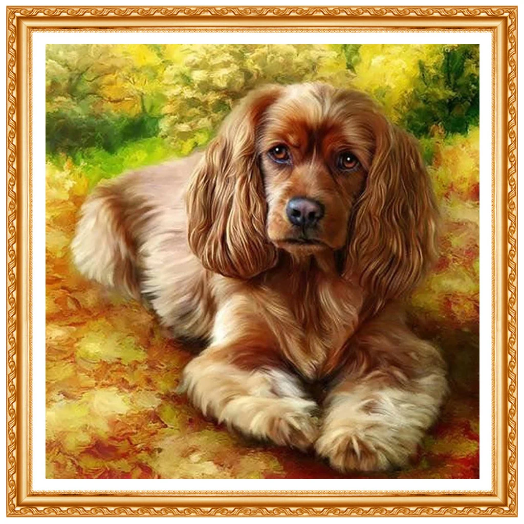 DIY 5D Square Diamond  British cocker spaniel Handmade Diamond Painting Cross Stitch Kits Diamond Embroidery dog Patterns Art