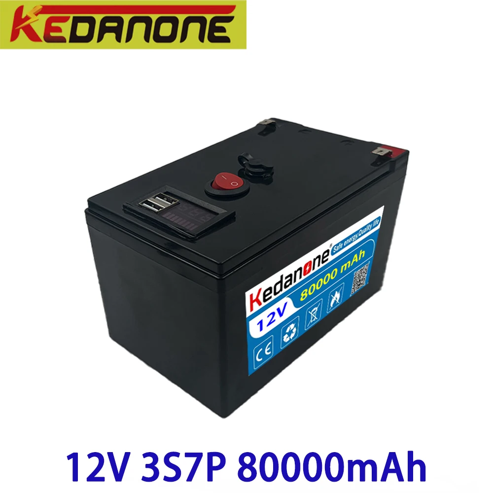 New Li-ion battery 12v 100ah 3S7P 18650 lithium battery +12.6V 3A charger for agricultural sprayer sound storage outdoor lightin