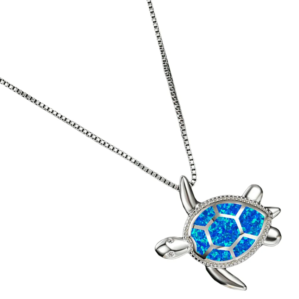 Turtle Pendant Necklace Blue Fashionable Creative Jewelry Accessory Sea Animal Chain Decoration For Party Gift ​​