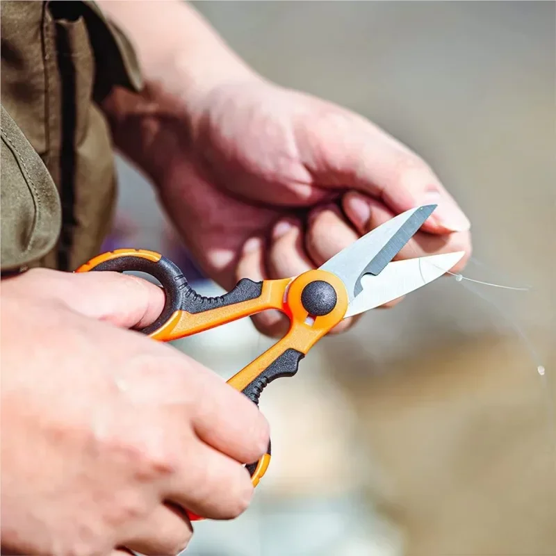 Outdoor Stainless Steel Scissors Electrician Insulated Trunking Serrated Fishing Line Cutter Portable Scissors Fiber Optic Tools
