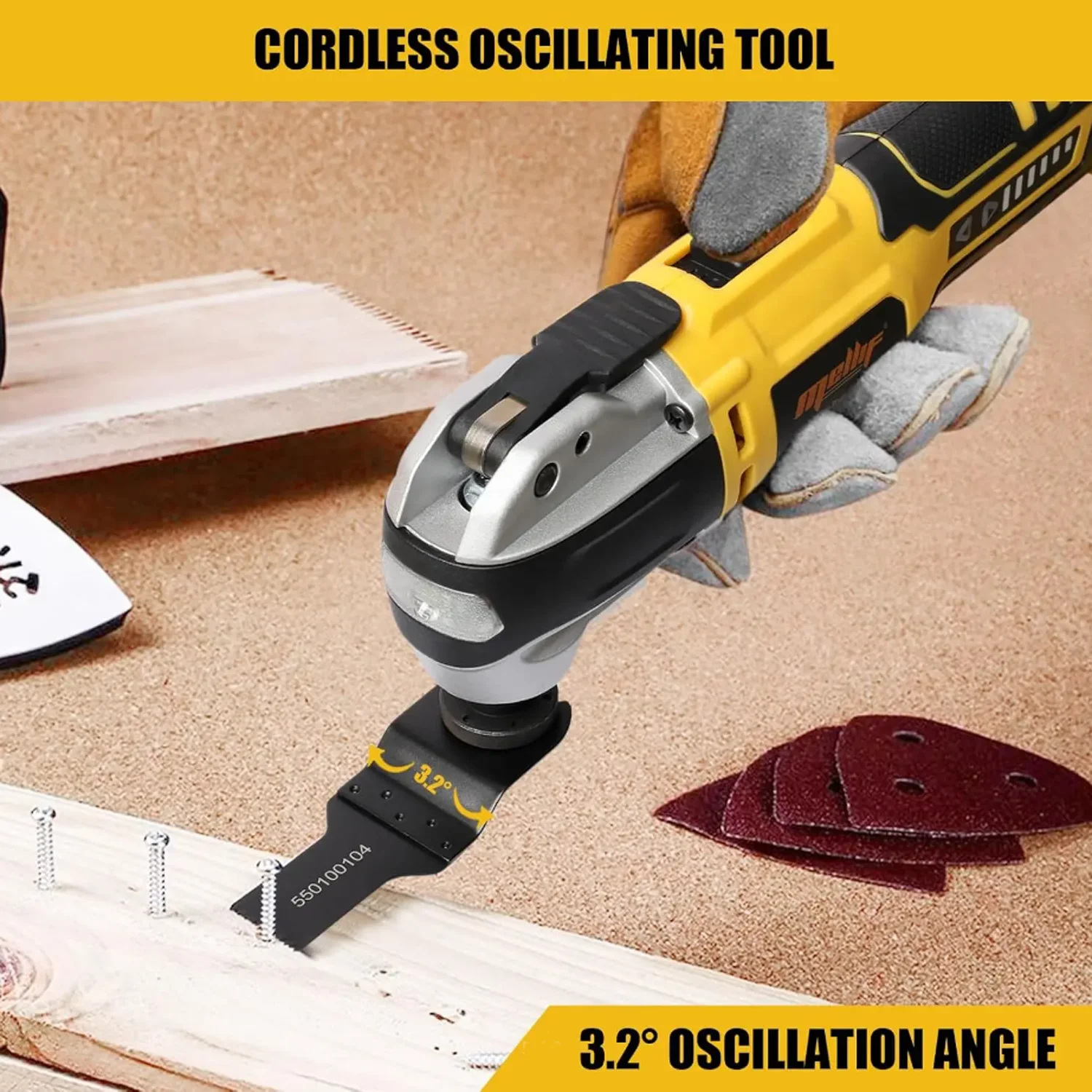 Akku-Oszillier-Multitool, kompatibel mit Dewalt 18 V 20 V Akku, Oszillierungssäge zum Schaben, Schleifen und Schneiden (nur Werkzeug)