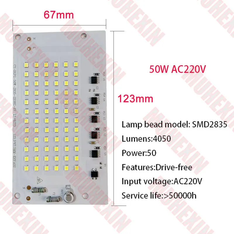 AC220V LED 칩 SMD2835 LED 헤드 50W 100W 야외 투광 조명 반사판 스포트라이트 가로등 벽 램프 정원 조명