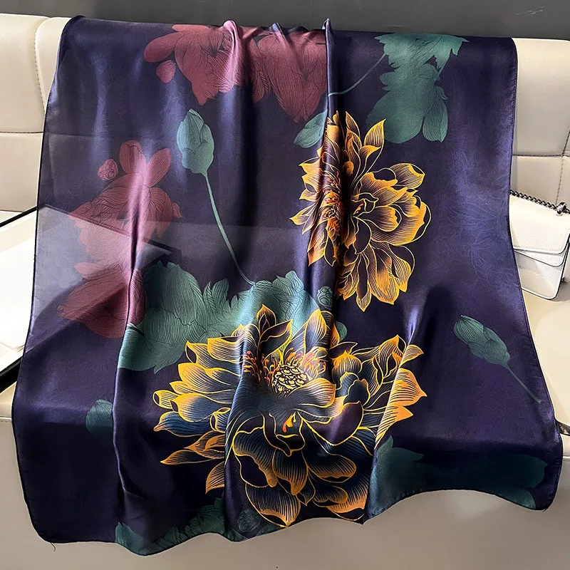 Spring Scarf Women\'s Luxury Design Scarf Silk Smooth Scarf Soft Muslim Headband Shawl Beach 85x180cm