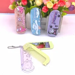 MINISO co-branded Sanrio comb and mirror set outdoor travel portable cute cartoonKuromi Hello Kitty Melody folding makeup mirror