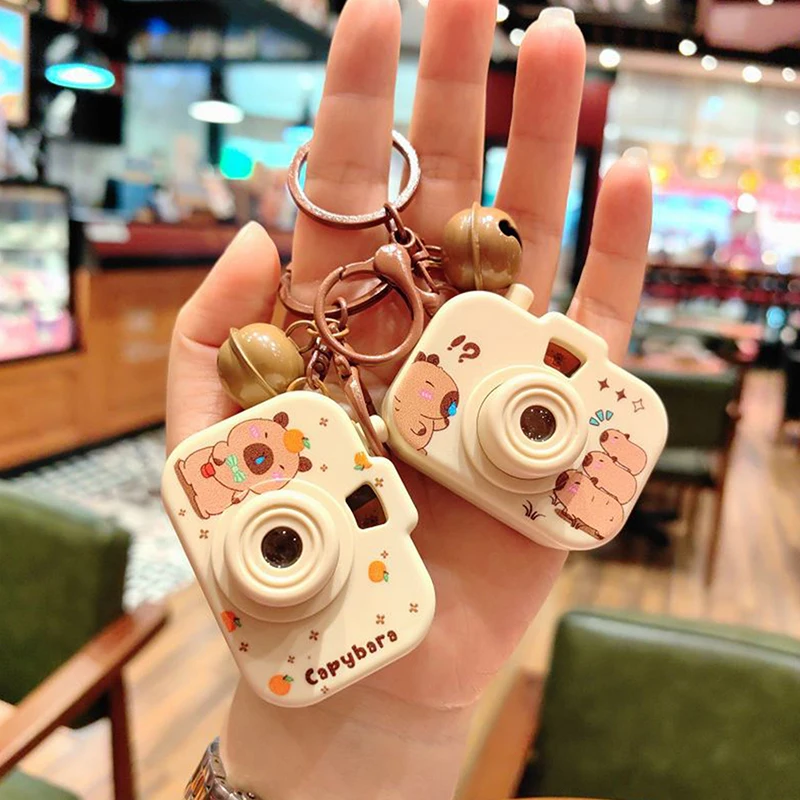 New Capybara Projection Camera Keychain Cartoon Kawaii Mini Camera Keyring Hanging Decoration Fashion Backpack Pendant