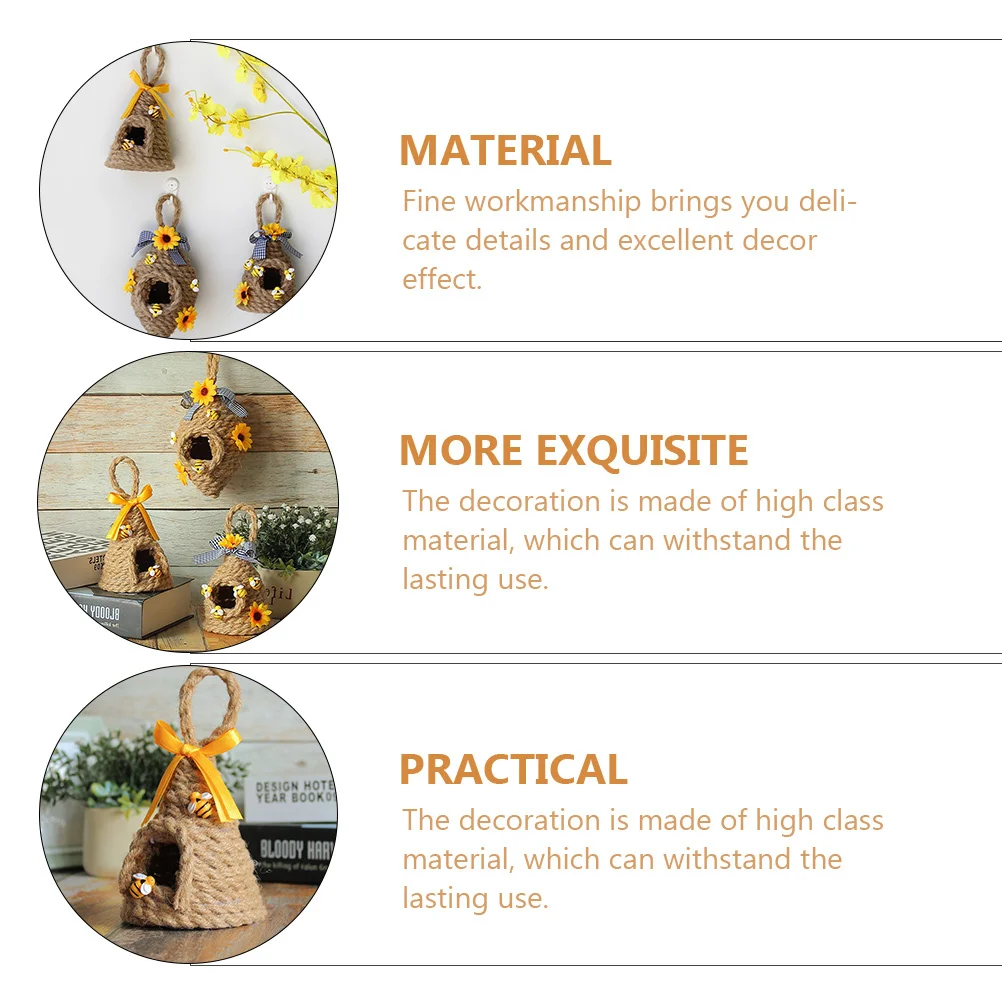 

Bee Honeycomb Hanging Decor Ornament Decorations Decorative Blue and White Plastic