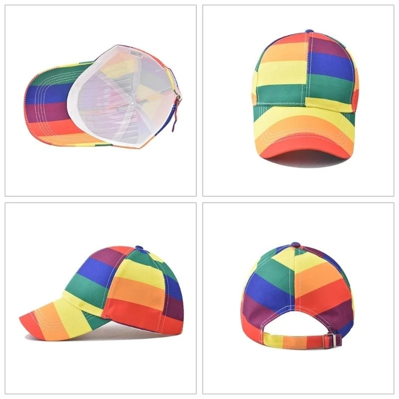 Neuartige, verstellbare Baseballmütze, Regenbogenfarben, Pferdeschwanz-Mütze für Kinder