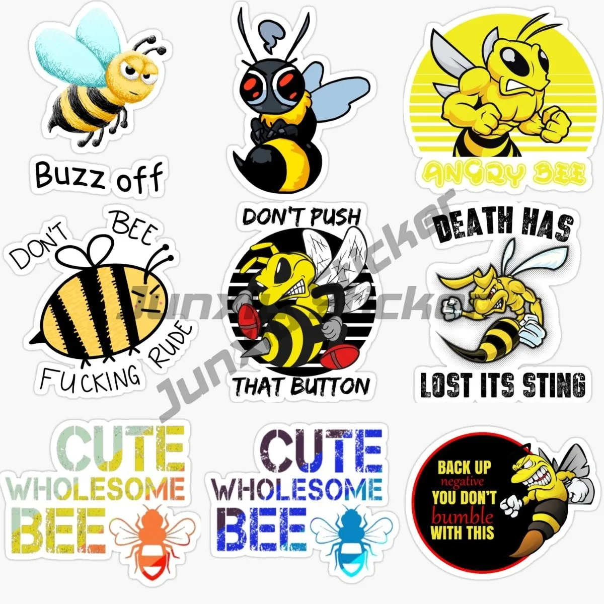 

Cartoon Funny Cute Healthy Bee Car Sticker Hornets Colored PVC Graphic Decoration Waterproof Cover Scratches Decal