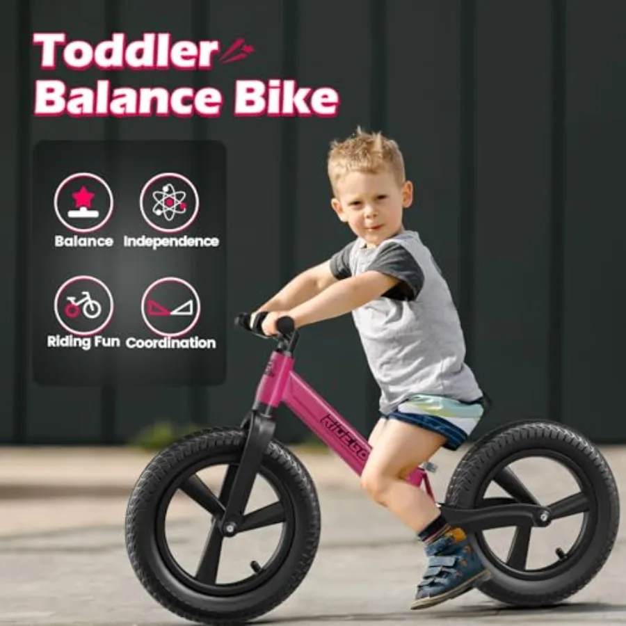14 Inch Balance Bike for 3-6 Years Old Lightweight Ride-on Toy with Adjustable Seat Air Rubber Tires Blue Birthday Gift