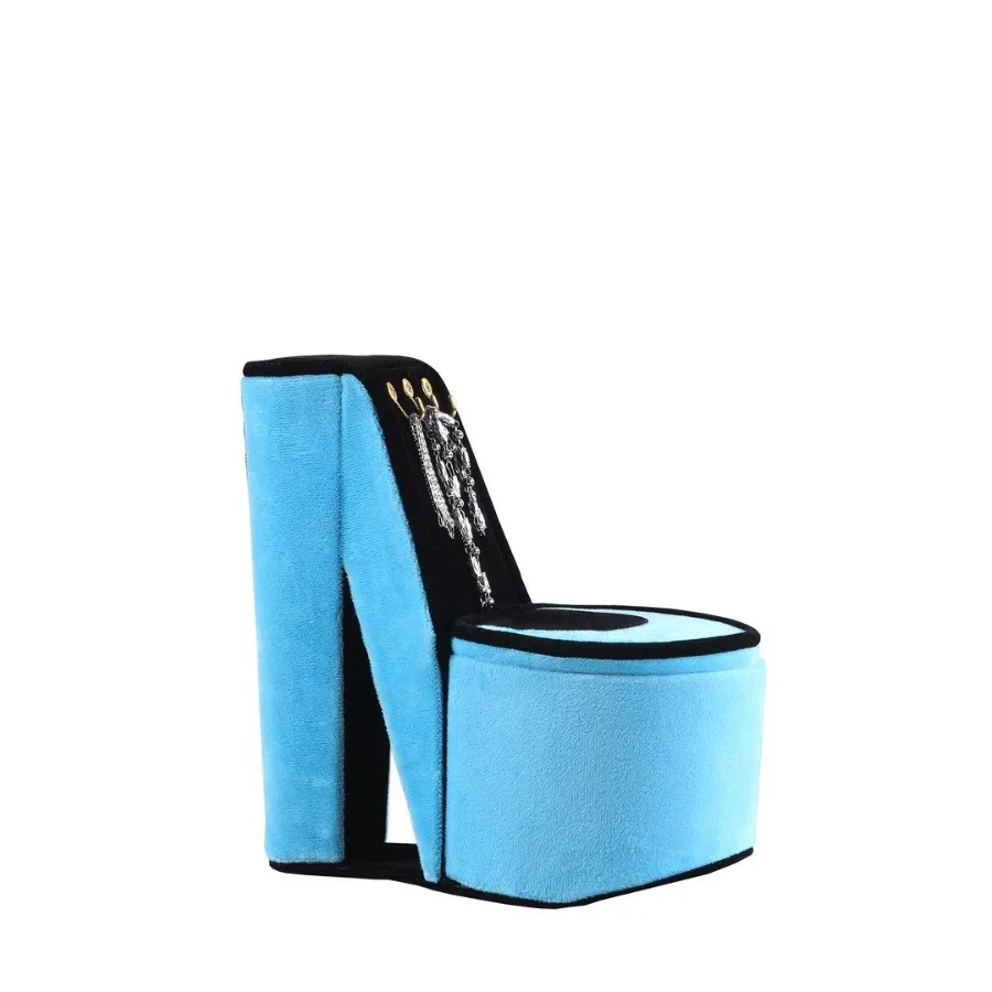 

9 Tall Display Jewelry Box with Hooks High Heel Shoe Design Turquoise Velvet