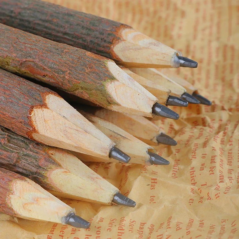 5PCS/Pack Overvalue Branch And Twig Graphite Pencils Wood Pencil Crafts Pencil Writing Tool Stationery School Supplies