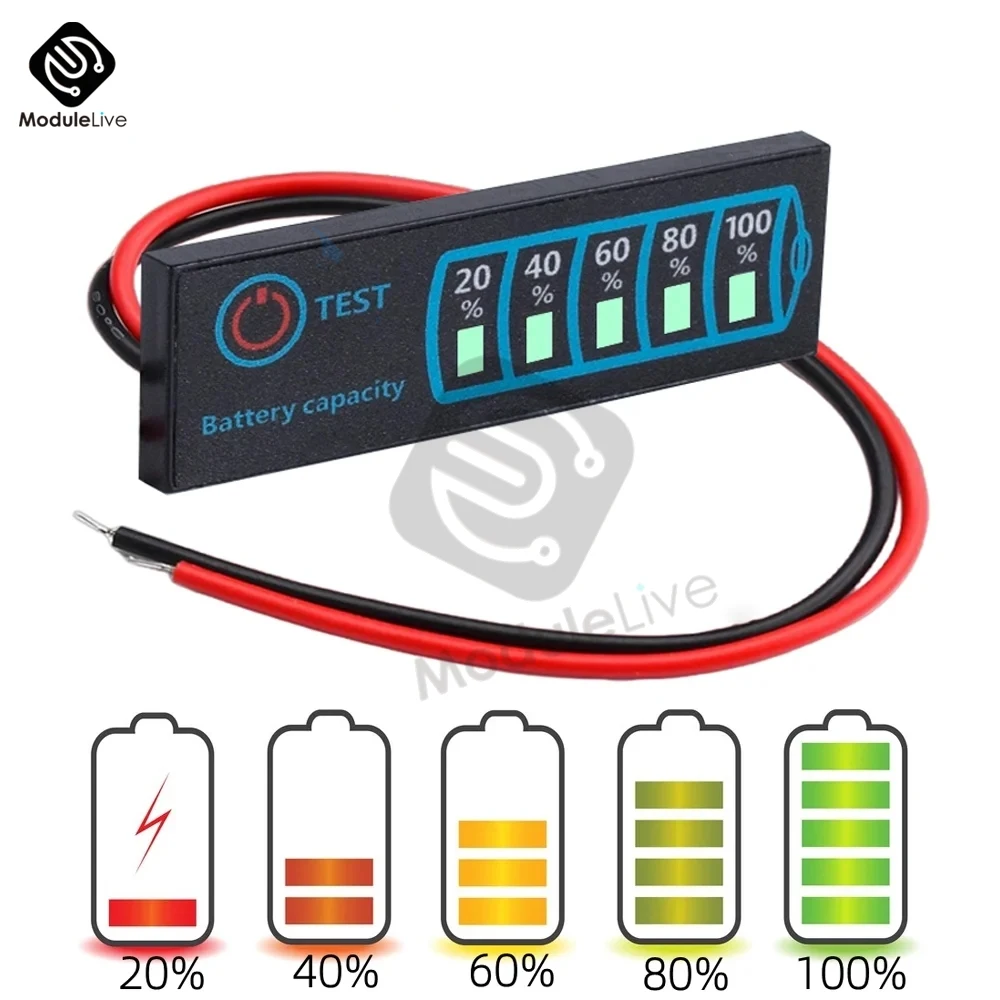 

2S-8S 18650 Li-ion Lipo Lithium 5-30V Lead Acid Battery Level Indicator Tester LCD Display Meter Module Capacity Voltage Meter