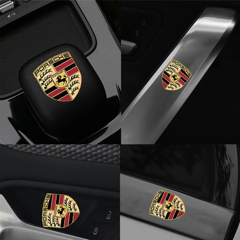 for Porsche Boxster Cayman Cayenne 911 Macan Panamera Metal emblem Auto Decor Decals Reflective Car Window Wiper Stickers