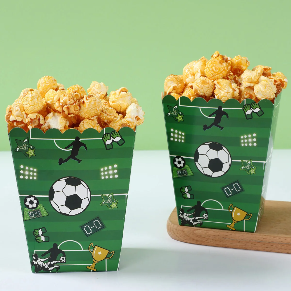 10Pcs Football Theme Party Popcorn Box Sports Soccer Candy Cookie Packing Boxes for Kids Birthday Baby Shower Party Decoration