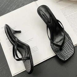 Pumps Shoes Low Heel Slides Slippers Woman Flip Flops 2024 Summer Female Casual Outdoor Ladies Heeled Sandals Big Size Footwear