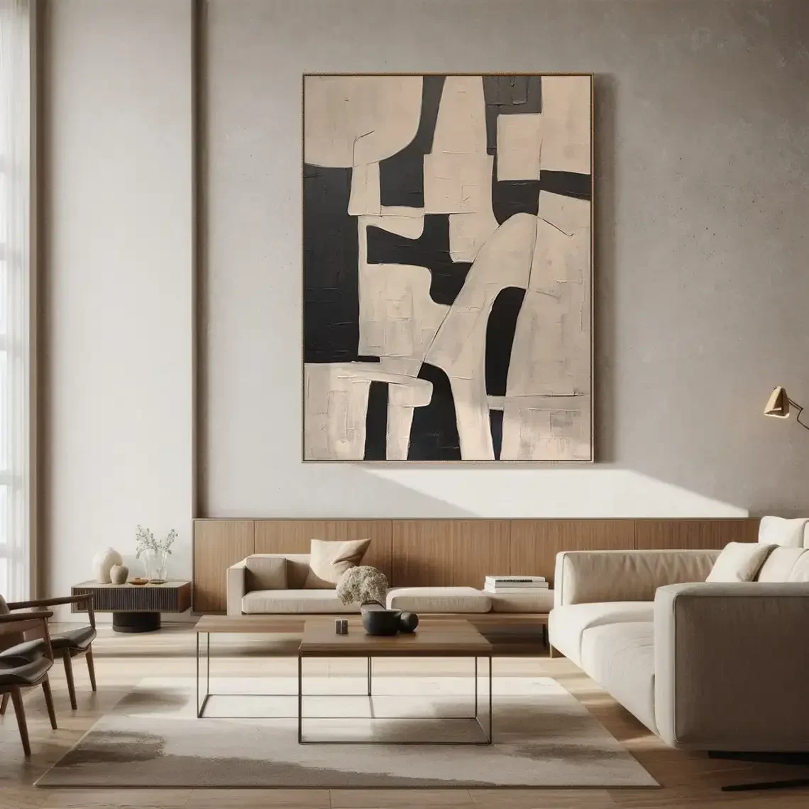 Large Beige Textured Painting Neutral Beige Minimalist Wall Art Wabi Sabi Wall Art Beige Black Painting Boho Textured Paintin