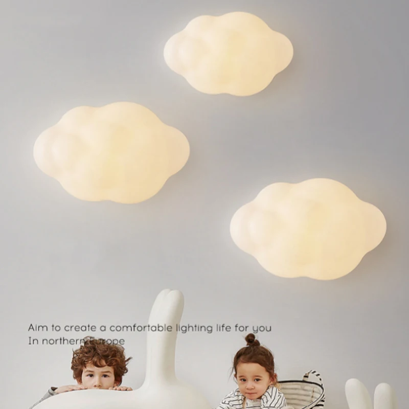 Cloud LED Wall Lamp for Children's Living Room, Sconce, Quarto, Cabeceira, Corredor, Decoração Corredor, 3 Cores Iluminação