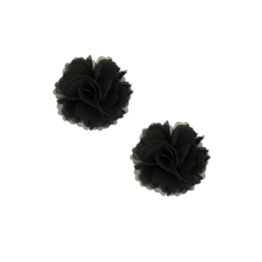 

High Heel Chiffon Ribbon Rose Flower Fashion Sandals Shoe Clips Charms Decoration Pair