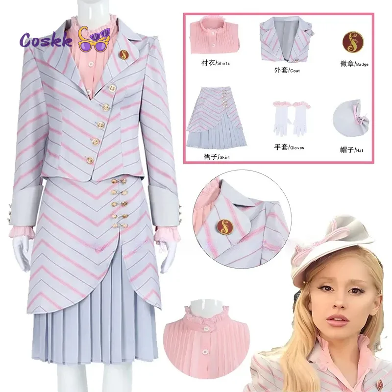 

Glinda Cosplay Anime Witch Elphaba Cosplay Costume Woman Gotic Pink Uniform Hat Suit Party Play Outfit for Women