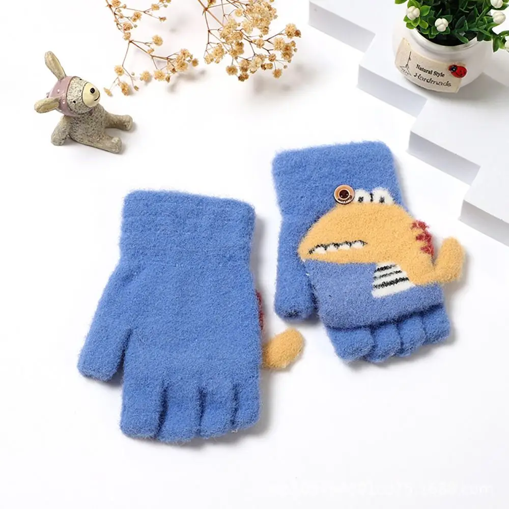 Cartoon Baby Mittens Winter Warm Kids Baby Girl Gloves Knitted Children  Mitten Winter Gloves Kids 4-8Years