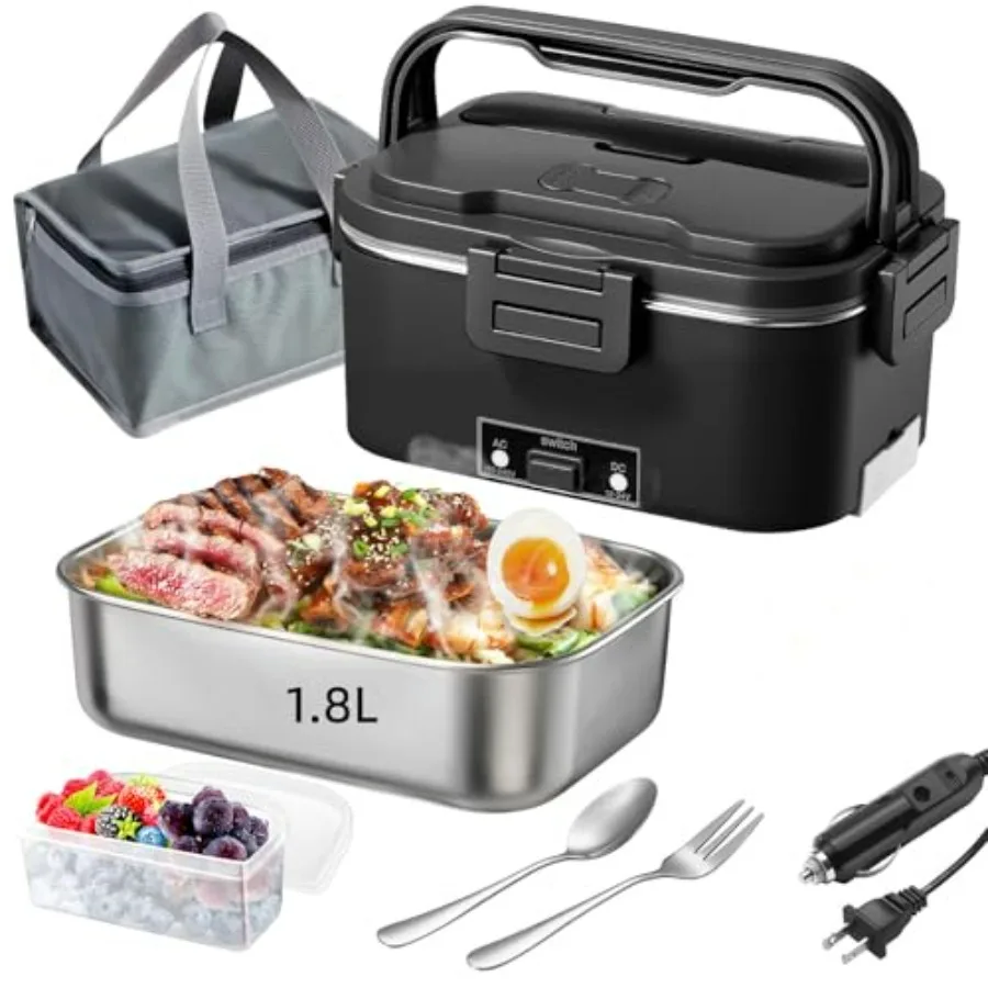 

Electric Lunch Box for Adults 1.8L-80W Heated Lunch Box Food Warmer, ON/OFF Power Switch 12/24V/110V,Car, Truck, Work, Travel(Bl